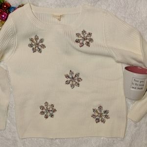Knit Snowflake Beaded Sweater